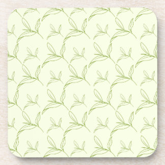 Natural Tea Leaf Mint Green Seamless Pattern Coaster