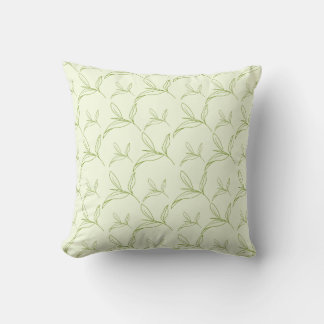 Natural Tea Leaf Mint Green Seamless Pattern Cushion