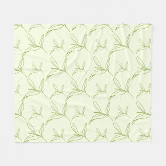 Natural Tea Leaf Mint Green Seamless Pattern Fleece Blanket