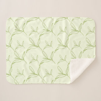 Natural Tea Leaf Mint Green Seamless Pattern Sherpa Blanket