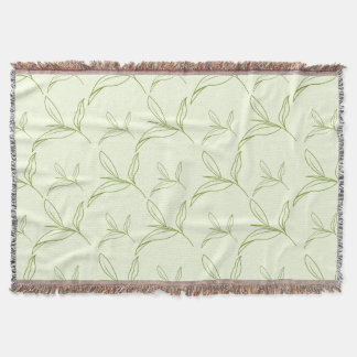 Natural Tea Leaf Mint Green Seamless Pattern Throw Blanket