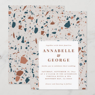 Natural terrazzo typography modern wedding announc announcement