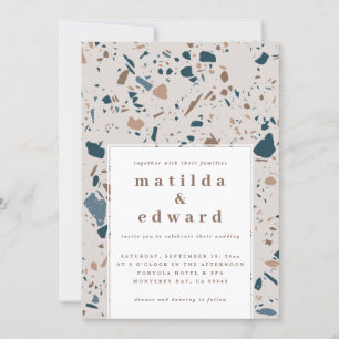 Natural terrazzo typography modern wedding announcement