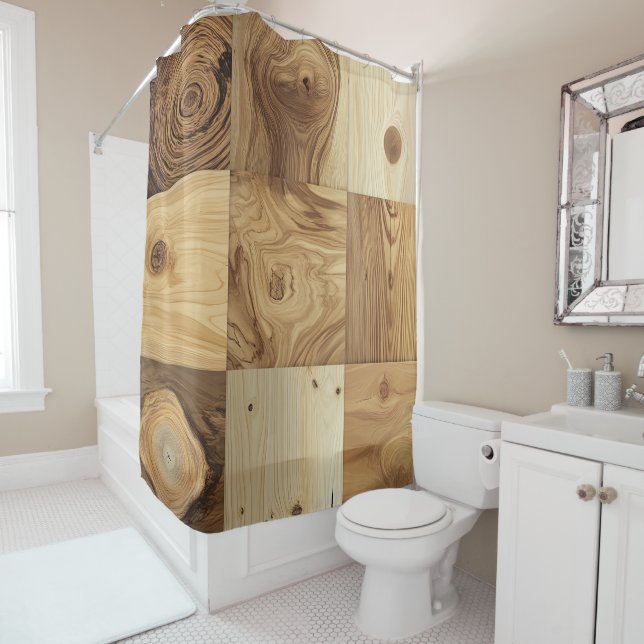 Natural Timber Shower Curtain (In Situ)