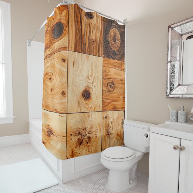 Natural Timber Shower Curtain (In Situ)