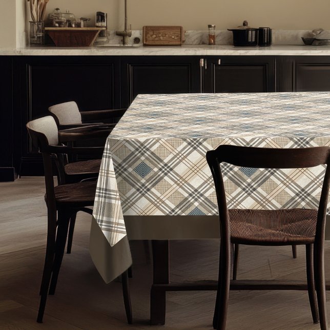 Natural Toned Tablecloth with Geometric Accents (Natural Toned Tablecloth with Geometric Accents)