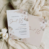Natural Tones Boho Pampas Grass Sweet 16 Birthday