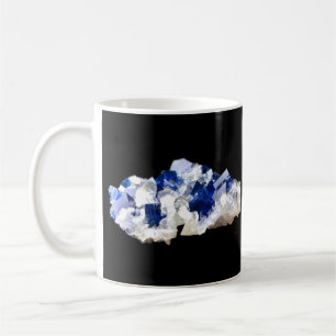 Natural Transparent Deep Blue Fluorite Crystal Art Coffee Mug