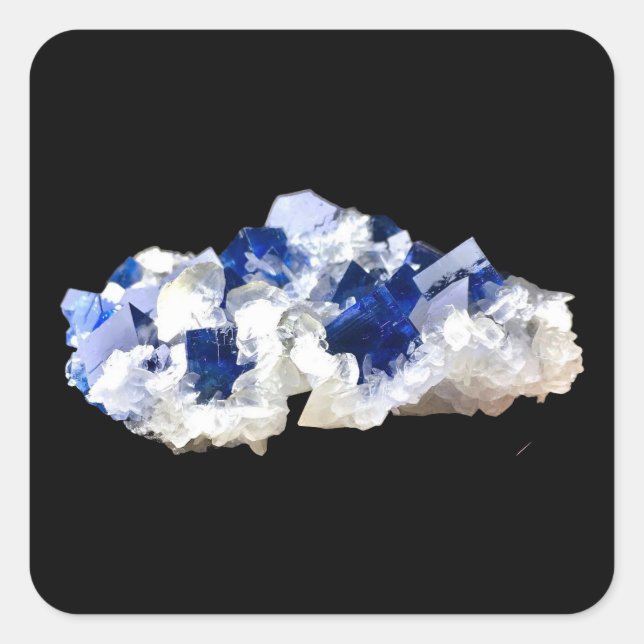 Natural Transparent Deep Flourite Crystal Gemstone Square Sticker (Front)