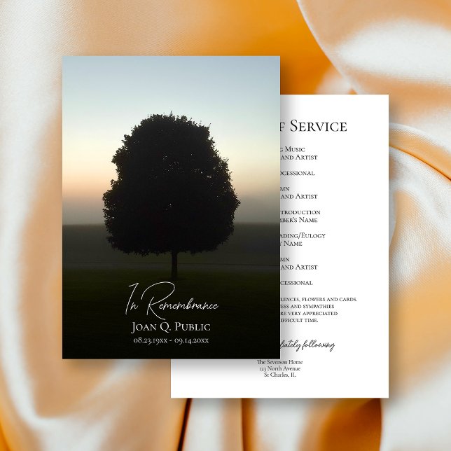 Natural Tree At Sunrise Funeral Memorial Service Programme (Creator Uploaded)