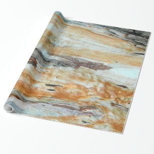 Natural tree bark colourful orange and grey wrapping paper