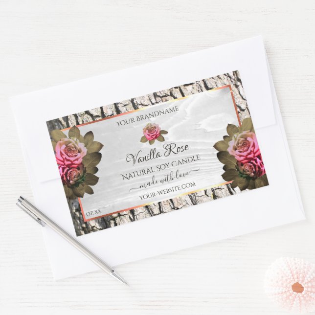 Natural Tree Bark Product Labels White Wood Grain (Envelope)