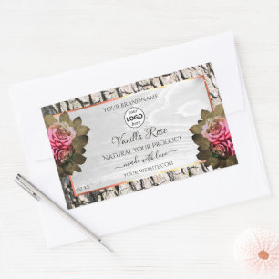 Natural Tree Bark White Wood Product Labels Logo