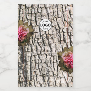 Natural Tree Bark White Wood Product Labels Logo