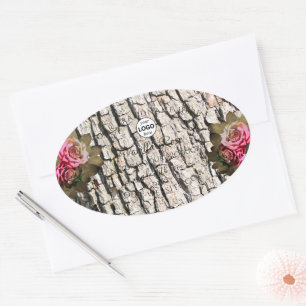 Natural Tree Bark White Wood Product Labels Logo