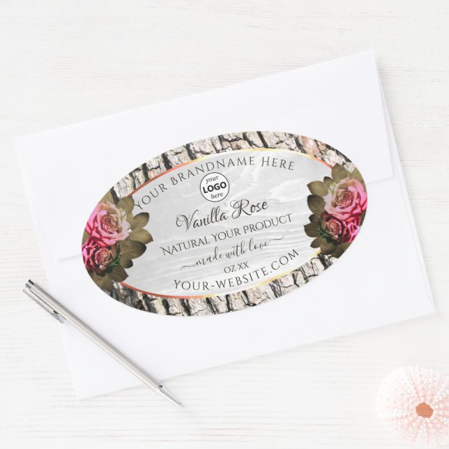 Natural Tree Bark White Wood Product Labels Logo (Envelope)