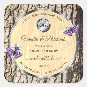 Natural Tree Bark Wood Grain Product Labels Logo