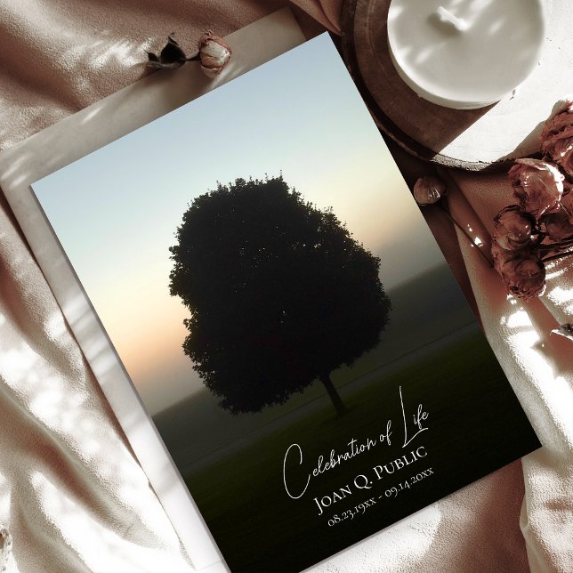 Natural Tree Sunrise Celebration of Life Funeral Invitation (Creator Uploaded)
