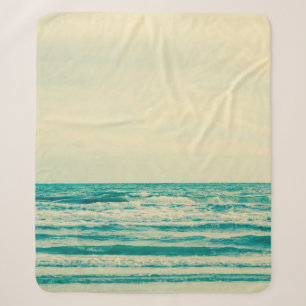 Natural tropical sea and beach with windy wave in sherpa blanket