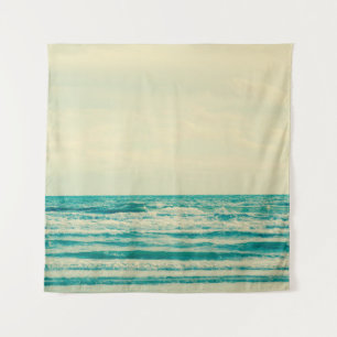 Natural tropical sea and beach with windy wave in tapestry