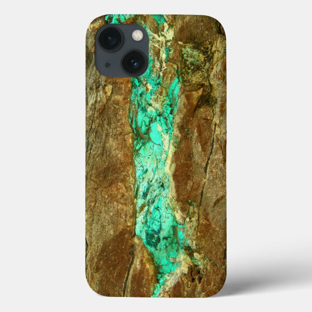 Natural turquoise vein in rough brown stone Case-Mate iPhone case (Back)