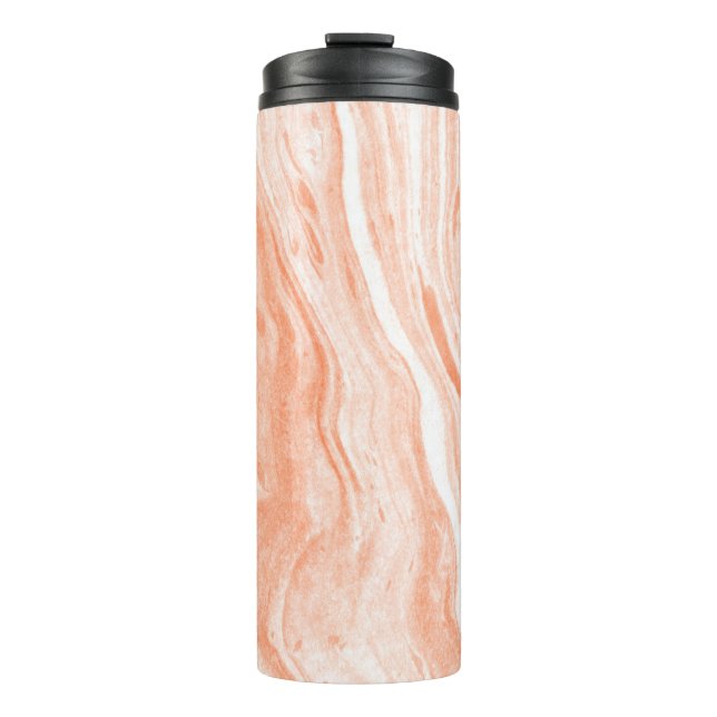 Natural White And Orange Spotted Marble Thermal Tumbler (Front)