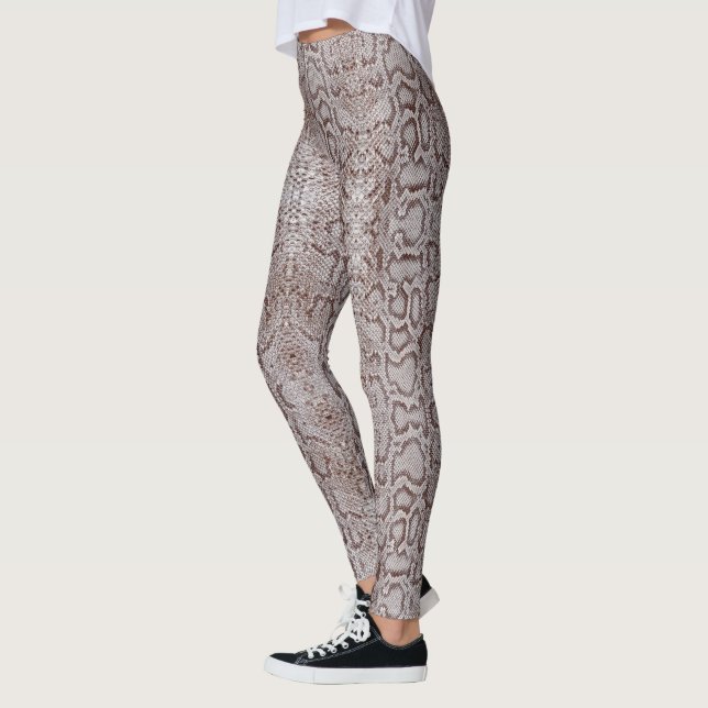 Natural White Brown Anaconda Snakeskin Leggings (Left)