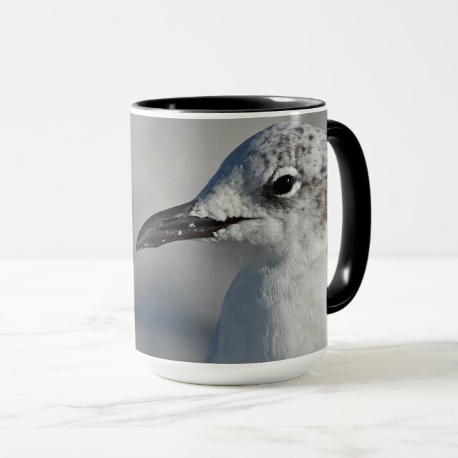 Natural White Laughing Gull Florida Photograph Mug (Front Right)