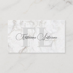Natural white marble surface calligraphy monogram business card