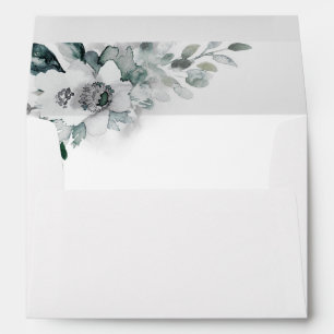 Natural White Watercolor Flowers Wedding Envelope