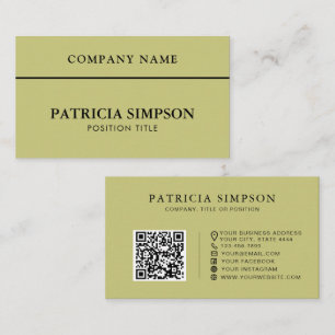 Natural Wild Willow Green QR Code Organic Earthy Business Card