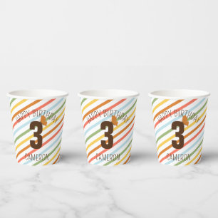 Natural Wonder Striped Birthday Party Paper Cups