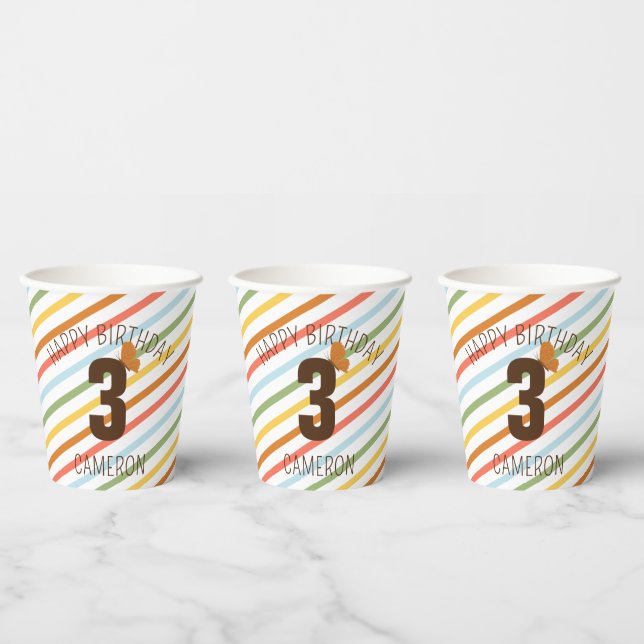 Natural Wonder Striped Birthday Party Paper Cups (Multi)