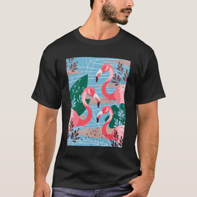 Natural wonderful flamingo birds  T-Shirt (Front)