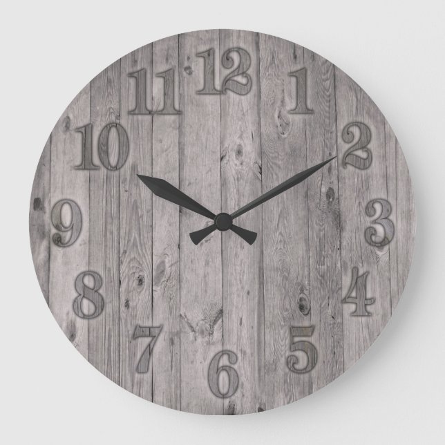 Natural Wood Background Large Clock (Front)