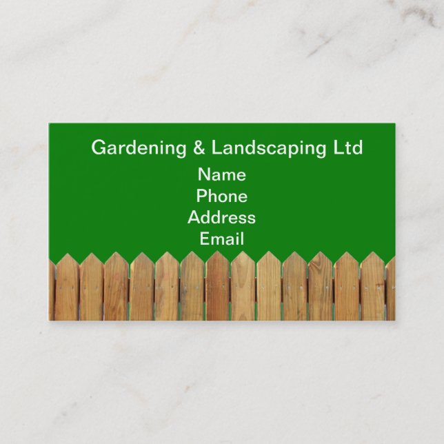 Natural Wood Garden Fence Business Card (Front)