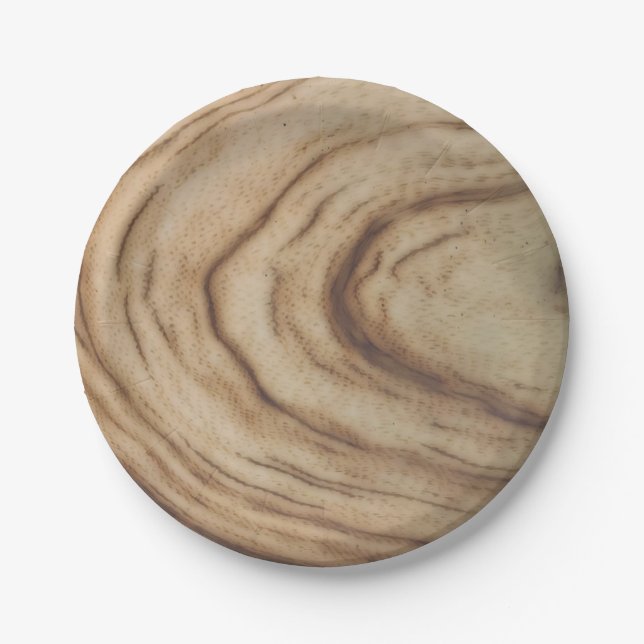 Natural Wood Grain Rustic Party Wedding Paper Plate (Front)