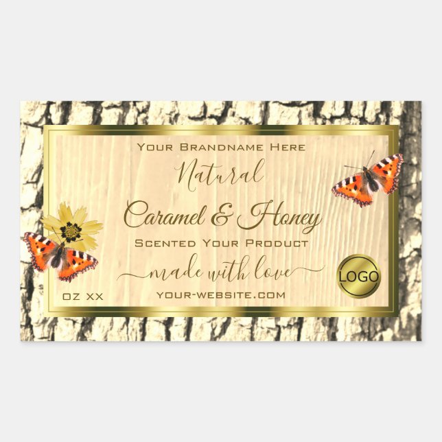 Natural Wood Grain Tree Bark Product Labels Logo (Front)