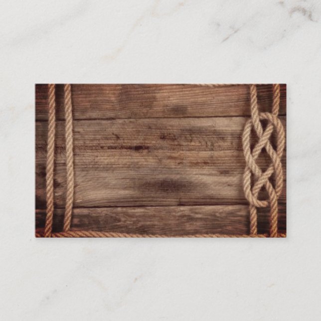 Natural Wood Slats w/Rope Borders on Business Card (Front)