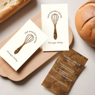 Natural Woodgrain Wooden Whisk Bakery Business Card