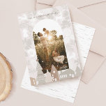 Natural Woodland Animals Cosy Village Arch Photo Holiday Card<br><div class="desc">Our natural woodland animals, cosy village Christmas card captures the true nature of the simple things. Natural textures of woodgrains, soft earth tones with beige, greys, and light ceramic creams create a clean, minimal, and cosy design. We've incorporated our hand-drawn woodland foxes, deer, rabbits, and natural floral, foliage elements in...</div>