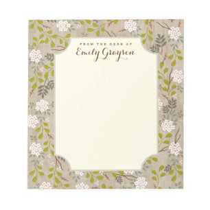 Natural Woodland Floral Personalised Notepad