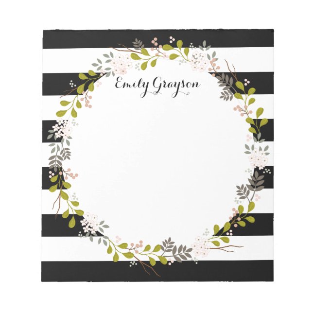 Natural Woodland Floral Personalised Notepad (Front)