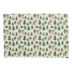 Natural Woodland Friends Baby Animals Trees Pillowcase