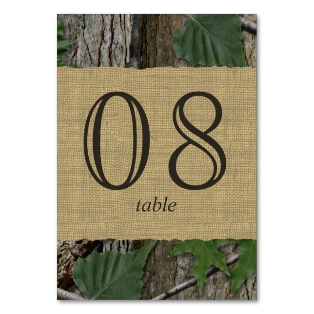 Natural Woodland Trees Table Number Card (Front)