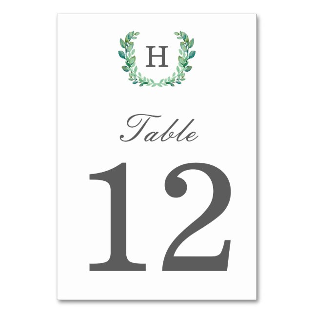 Natural Wreath Table Number (Front)