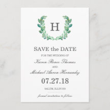 Natural Wreath Wedding Save the Date Card