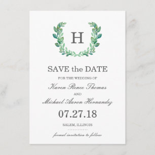 Natural Wreath Wedding Save the Date Card