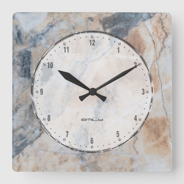 Naturale Marble Stone Texture Print Square Wall Clock (Front)