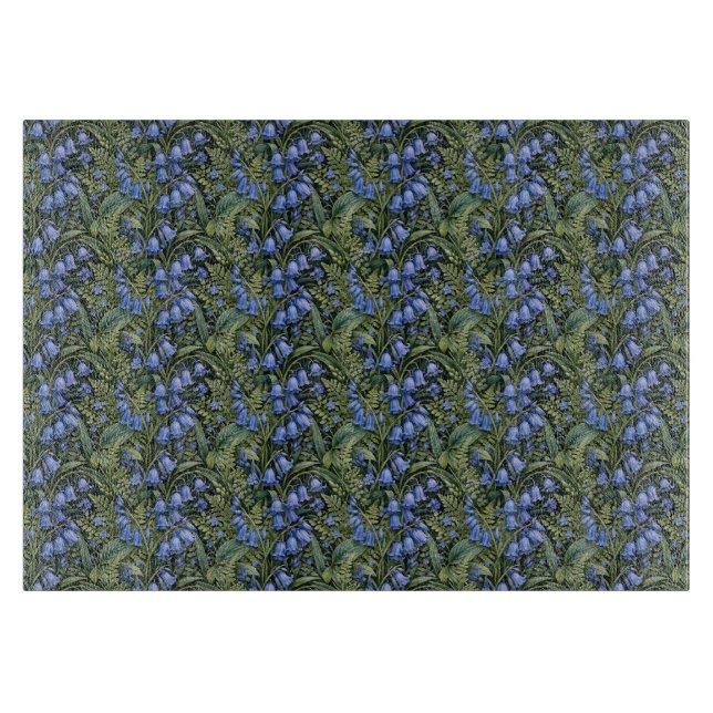 Naturalistic Bluebell Foliage Illustration Cutting Board (Front)